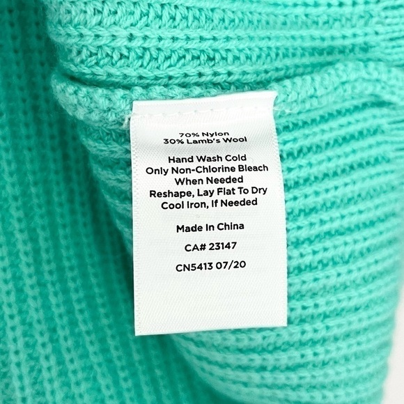 NWT Talbots Lambs Wool Cable Knit High Neck Sweater Teal Blue Green Small Petite - Picture 8 of 8